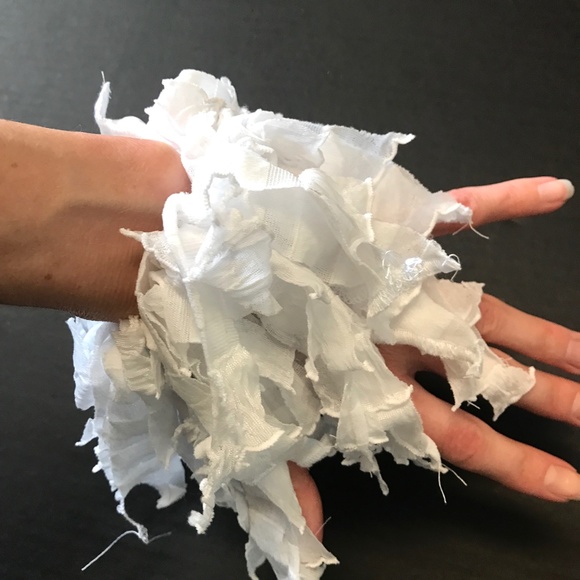 White Fringe Hair Tie Mummy Costume Halloween Ghost Ponytail Bridal Arm Cuffs - Picture 4 of 5